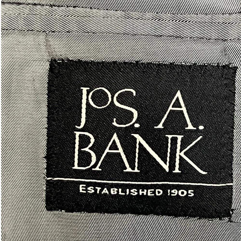 Jos. A. Bank Blazer Mens 43 Reg Grey Silk Wool Glen Plaid Executive 2-Button New